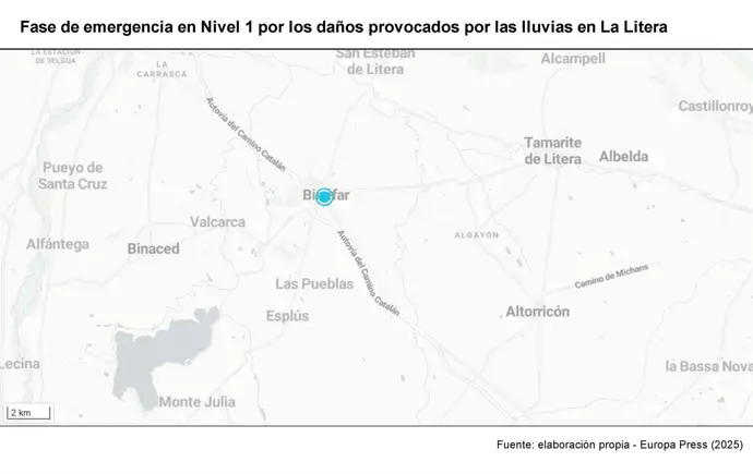El Gobierno de Aragón declara la fase de emergencia en Nivel 1 por los daños de las lluvias en La