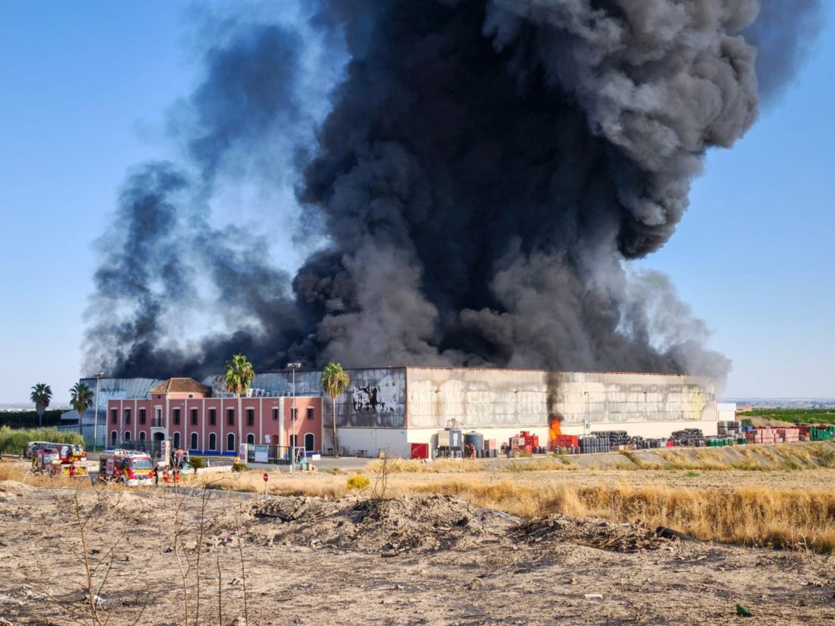 Incendio en una planta alimentaria de Burguillos (Sevilla) activa varios parques de bomberos