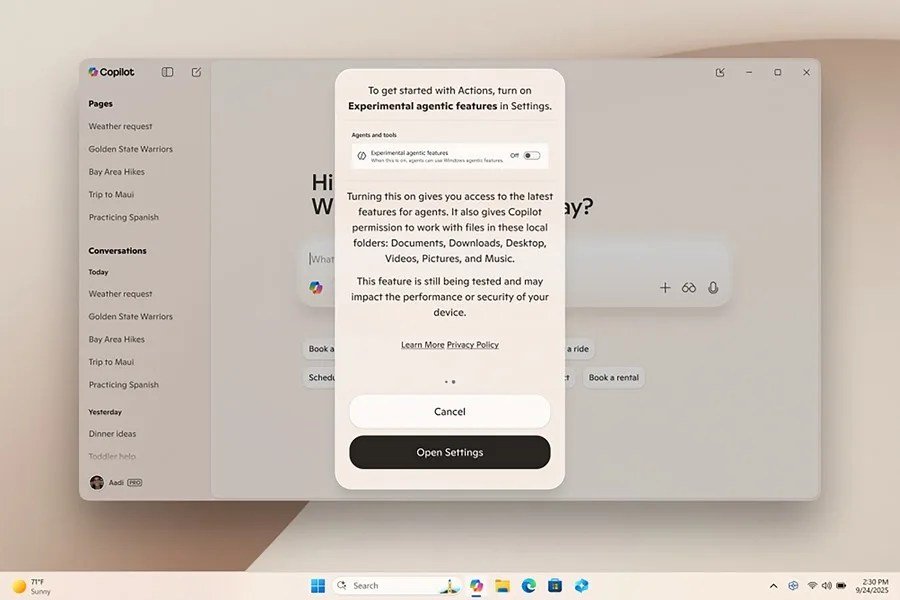 Microsoft integra su asistente de IA ‘Copilot’ en Windows 11, permitiendo interacción por voz. Un