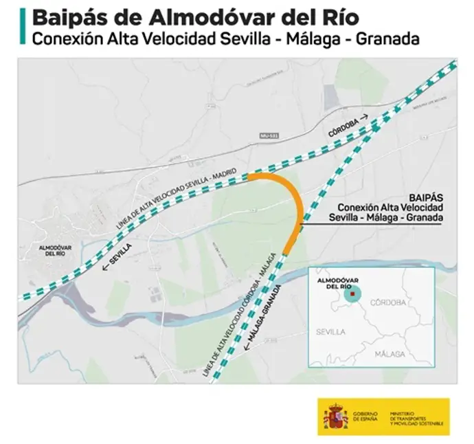 El nuevo baipás de Almodóvar del Río acortará 20 minutos el trayecto del AVE entre Sevilla,