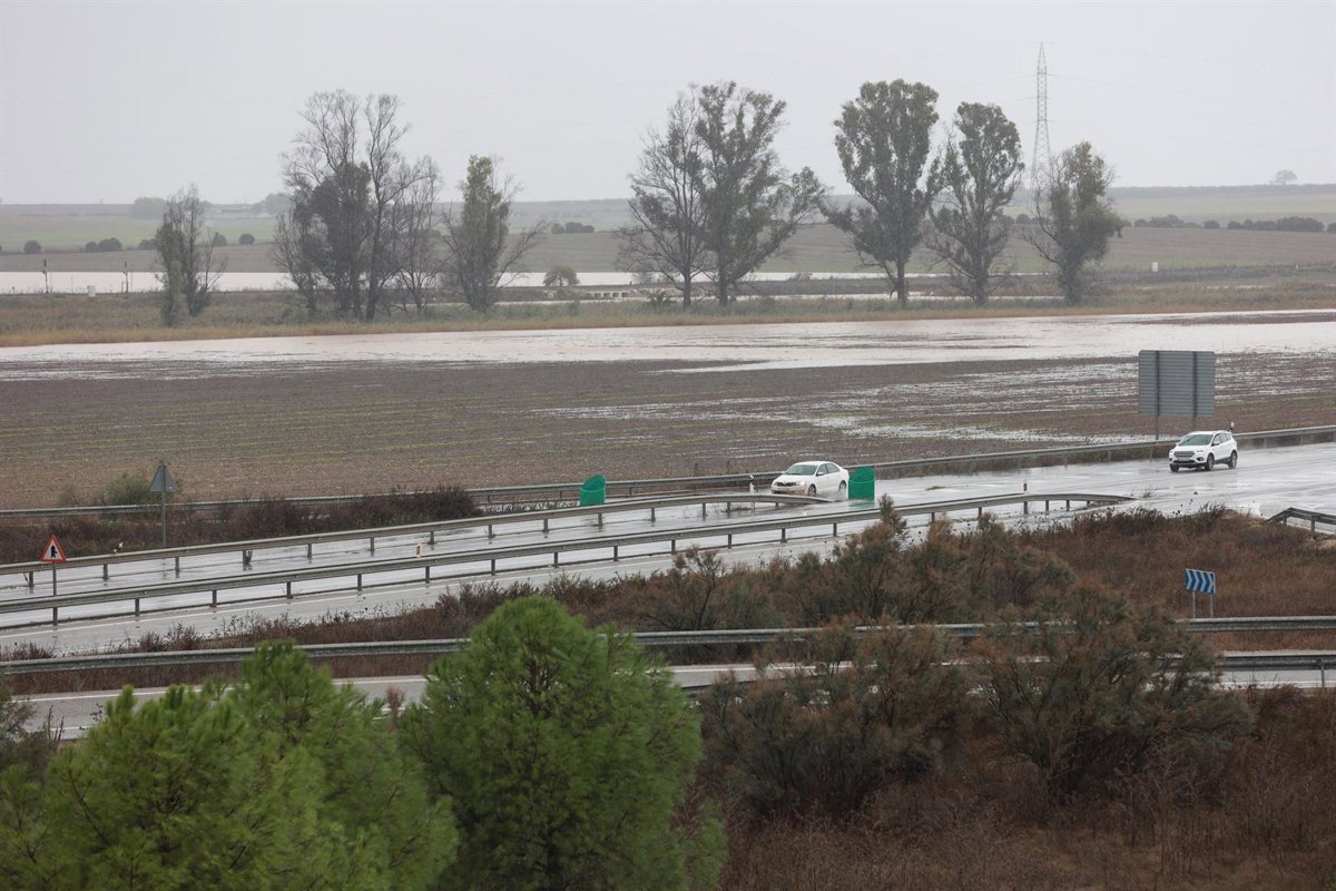 Cortes en ocho carreteras de Cádiz por inundaciones provocadas por la borrasca Francis