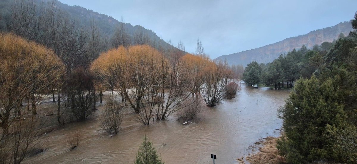 Accesos al cañón del río Lobos y La Fuentona en Soria cerrados por inundaciones