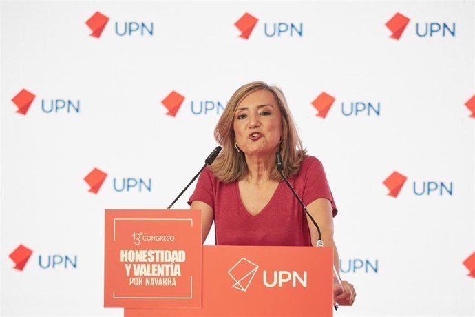 Archivo - Cristina Ibarrola interviene durante el 13&ordm; Congreso de UPN, en el que fue elegida presidenta de la formaci&oacute;n regionalista.