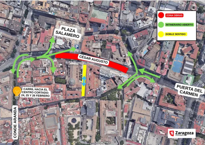 Plan de movilidad para los próximos 15 días por la finalización de las obras de César Augusto