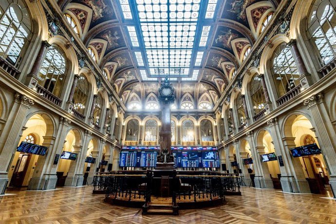 Interior del Palacio de la Bolsa de Madrid, a 20 de marzo de 2026, en Madrid (Espa&ntilde;a).