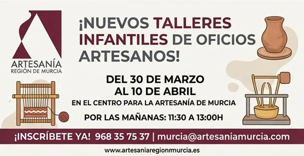 El Centro Regional de Artesanía de Murcia ofrece talleres infantiles en Semana Santa y Fiestas de