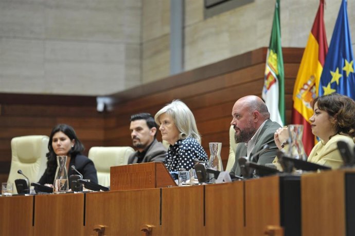 Autoridades en el acto en la Asamblea de Extremadura por el 40&ordm; aniversario del Consejo de la Juventud de Extremadura