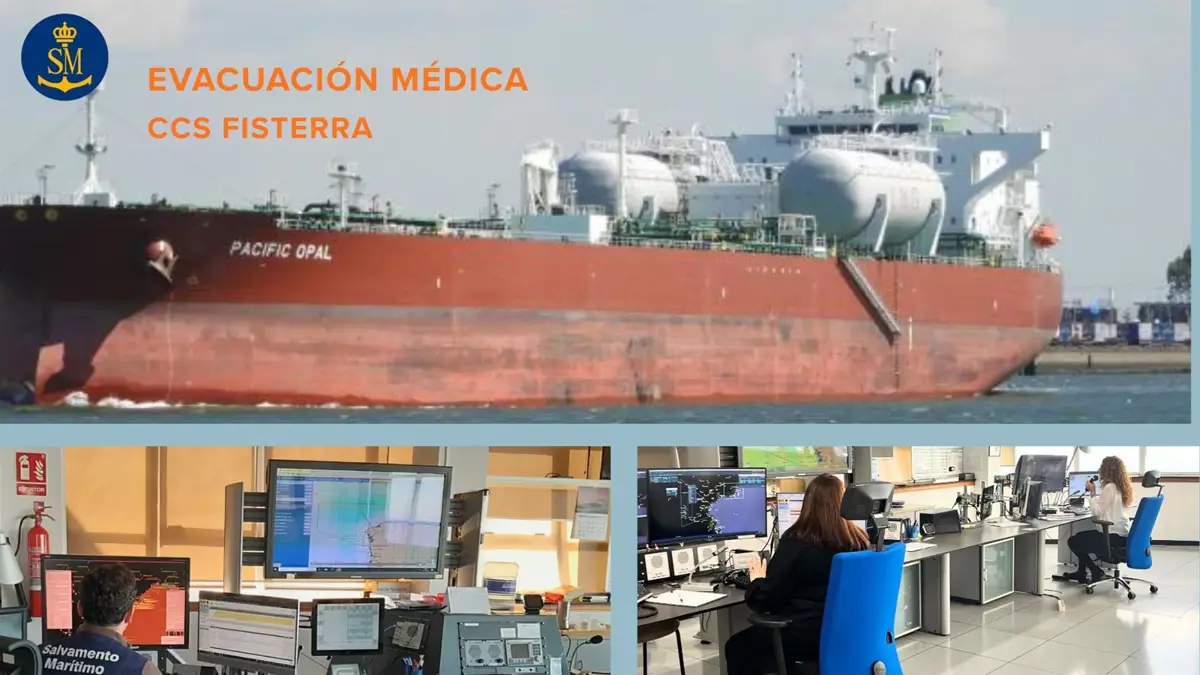 Evacuan a un tripulante con quemaduras en un barco al norte de A Coruña