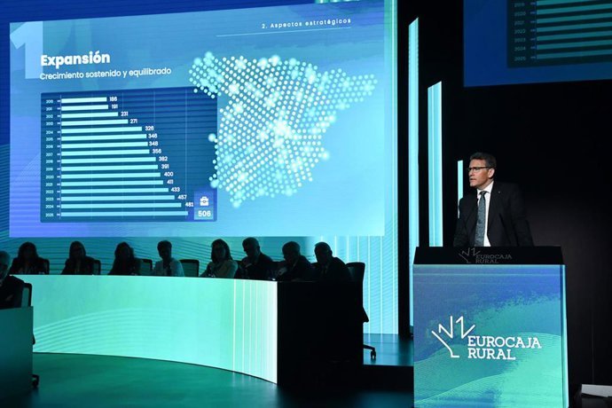 El director general de Eurocaja Rural en la Asamblea General de la entidad.